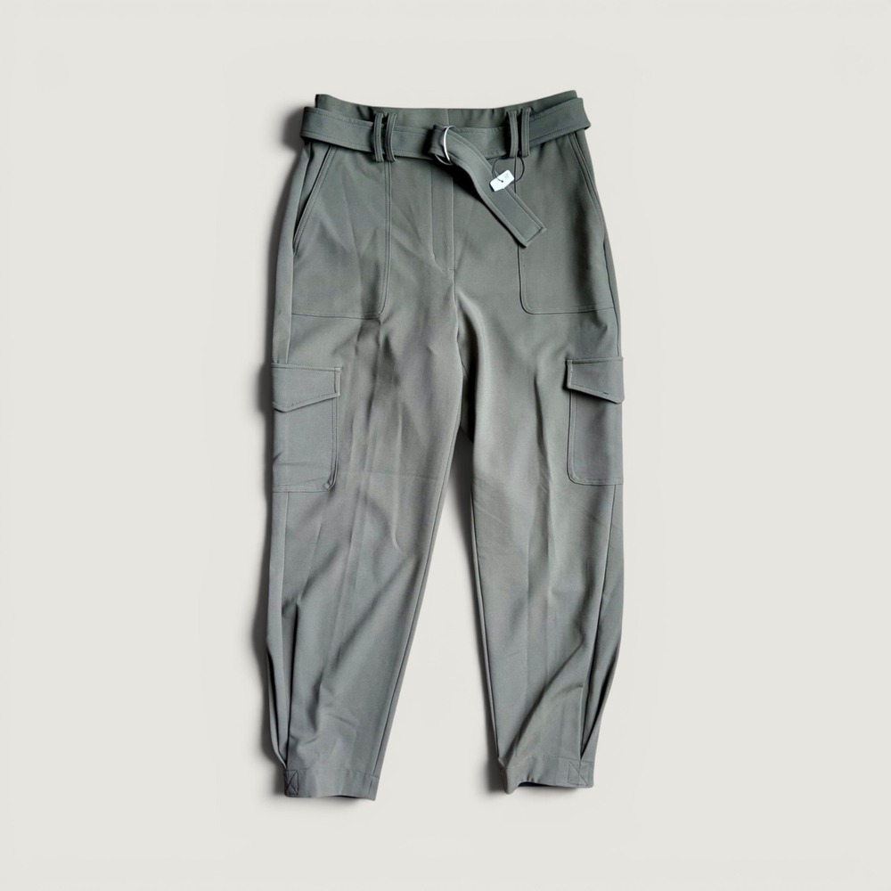 NWT Express Women Olive Green Super High Rise Belted Ankle Cargo Pants Size 8R